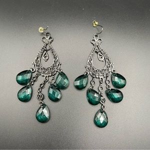 Green drop dangling earrings